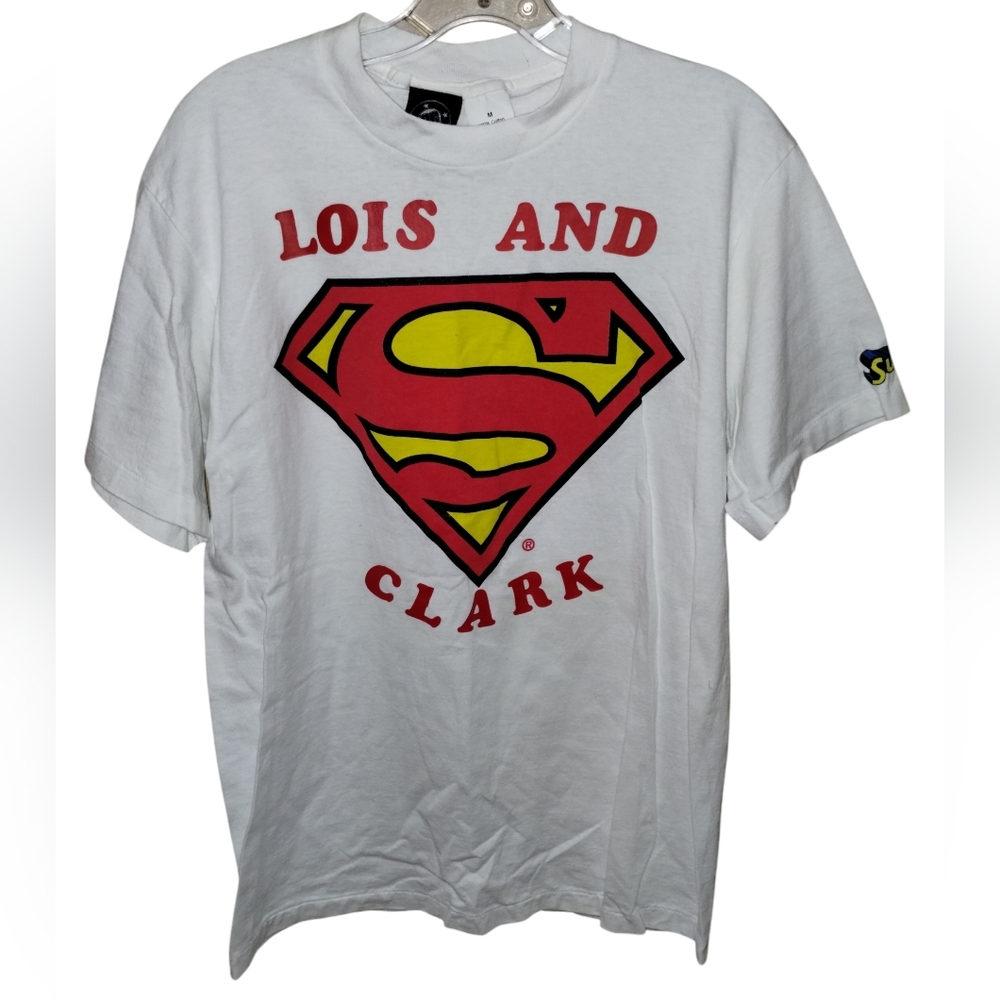Vtg '96 Superman S Lois & Clark T-shirt M White DC Comics Cotton